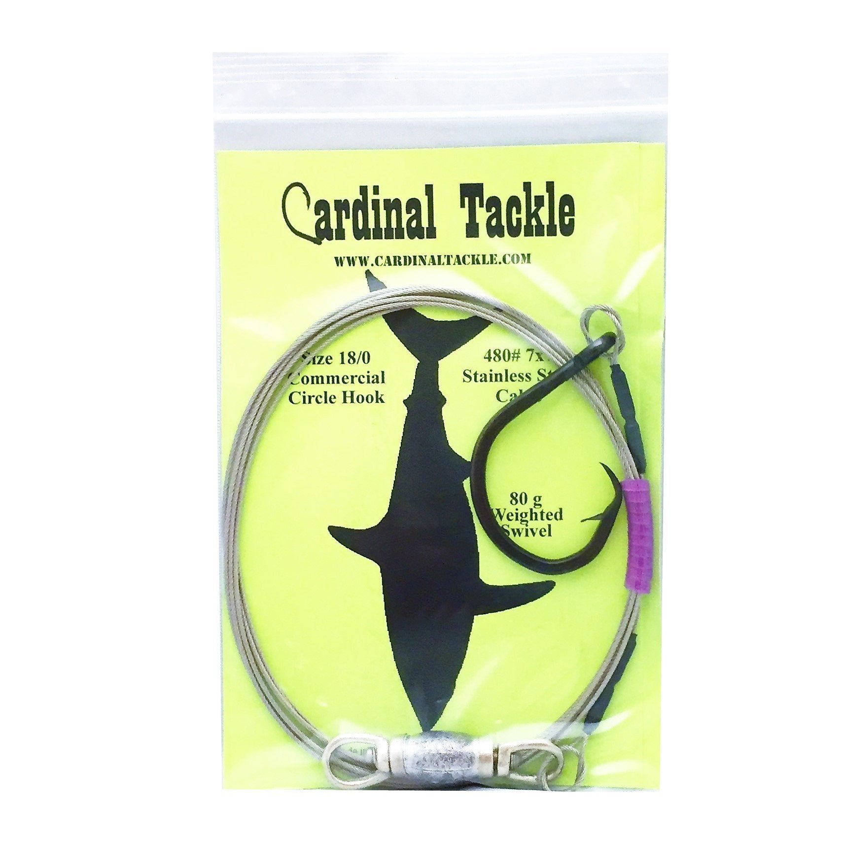 480# Bright Cable Weighted Shark Rig- 18/0 Circle Hook – Cardinal Tackle